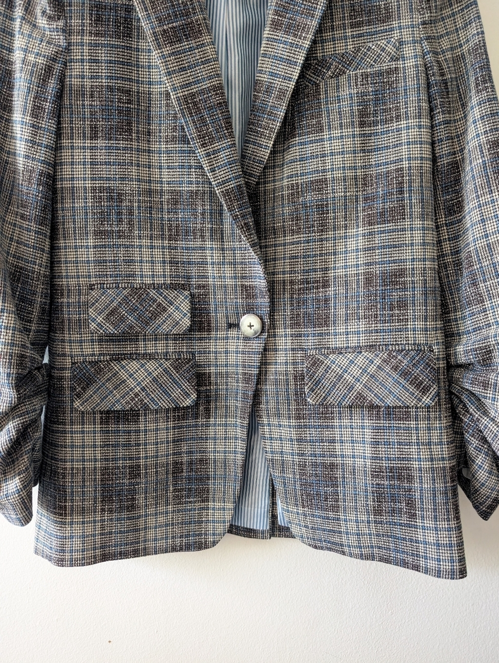 NWOT Veronica Beard Martel Gray Plaid Cotton Dickey Jacket Blazer Size 0 - Picture 6 of 13
